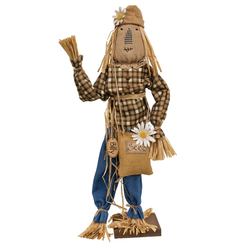 Billy Gardener Scarecrow on Base | Primitive Fall Standing Decor