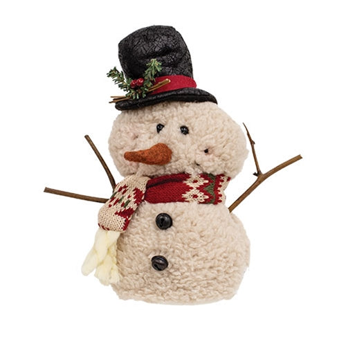 Stuffed Standing Sherpa Hat & Scarf Snowman, Set of 2