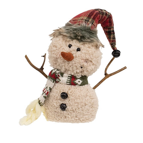 Stuffed Standing Sherpa Hat & Scarf Snowman, Set of 2
