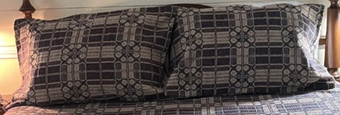 Yorktown Weave Brick/Navy/Linen Pillow Sham 20"X30" . Primitive Country Colonial Woven Textiles and Bedding.