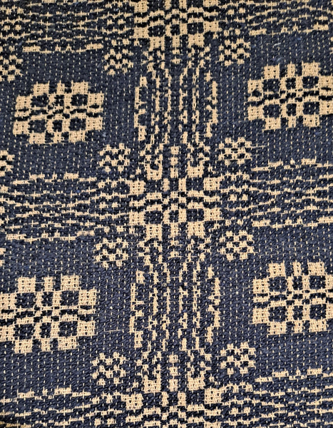 Gettysburg Navy/Linen Queen Bed Coverlet 94"X104"