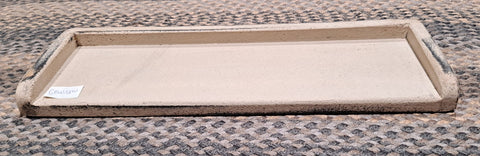 Aged Wood Toilet Tank Cover in Black is a distressed, painted wood tray that is made to be sat on the back of a toilet. Use to organize extra rolls of toilet paper, room sprays, or other miscellaneous bathroom essentials.