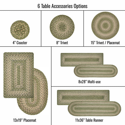 13x19 Grassland Green PcMt Rect Set of 4