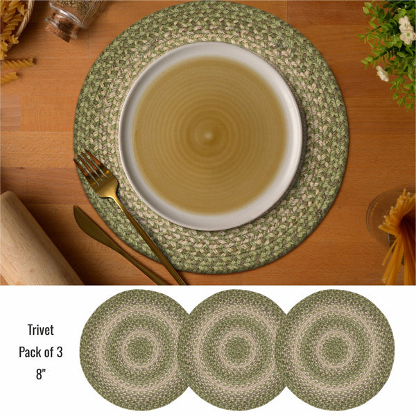 8 IN Grassland Green Trivet Small Set of 3