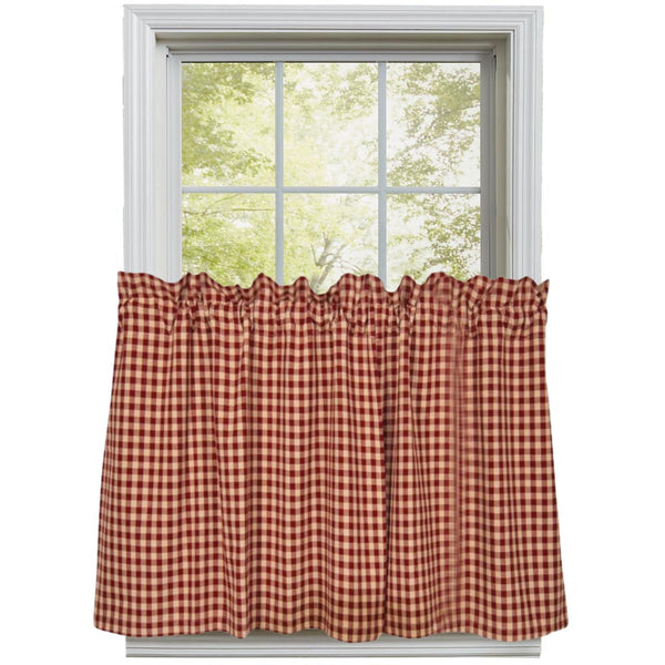 These primitive Heritage House Barn Red Check Tiers are beautiful in their simplicity! The uncomplicated yet popular red & tan check provides a charming backdrop for any decor! 