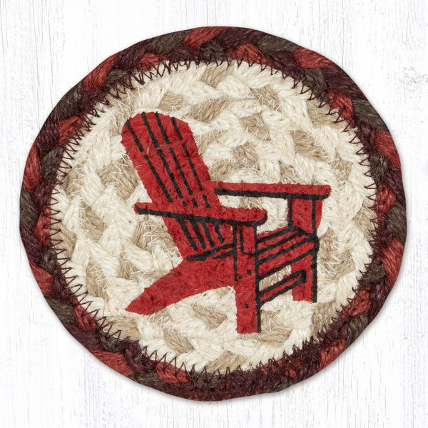 IC-417 Red Adirondack Chair Printed Coaster 5"x5"