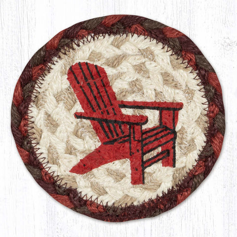 IC-417 Red Adirondack Chair Printed Coaster 5"x5"