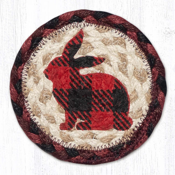 IC-864 Red Plaid Rabbit Printed Coaster 5"x5"