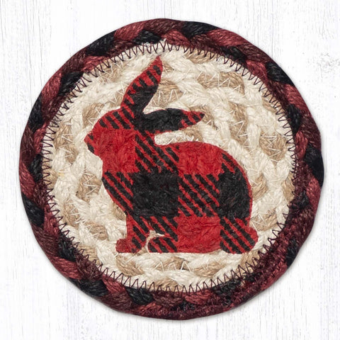 IC-864 Red Plaid Rabbit Printed Coaster 5"x5"