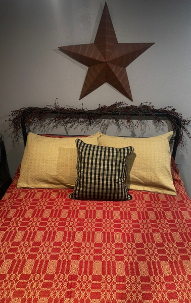 Bayberry Weave Cranberry and Tan King Combo With 2 King Homestead Shams