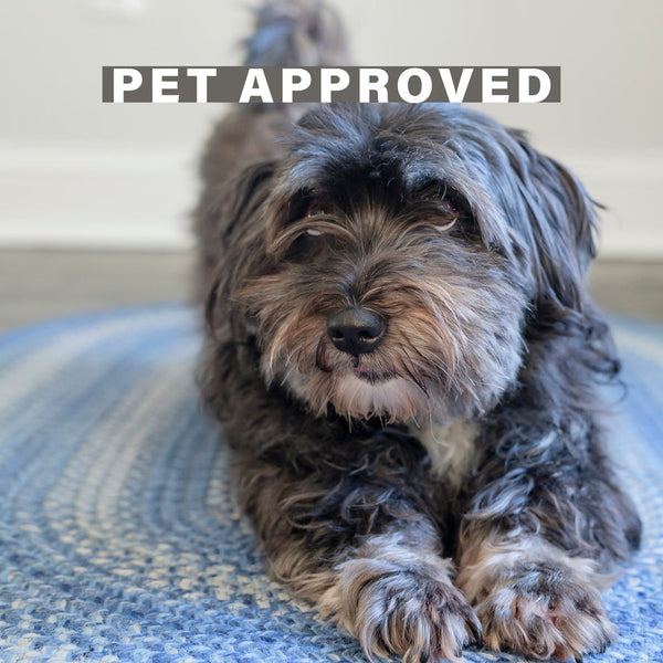 Denim Blue Sky Jute Braided Round Rug 6' | Primitive Farmhouse Country