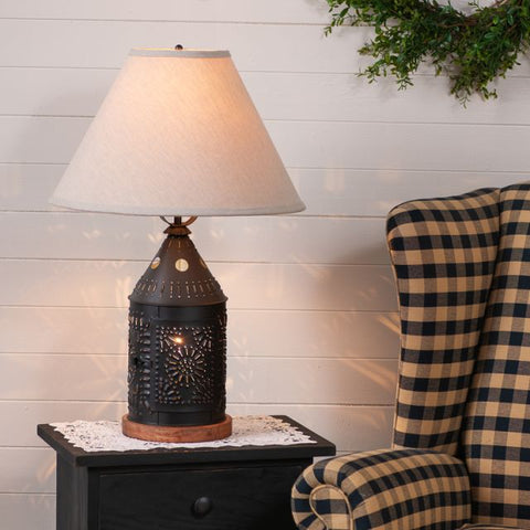 Tinner's Revere Lamp with Linen Tapered Shade