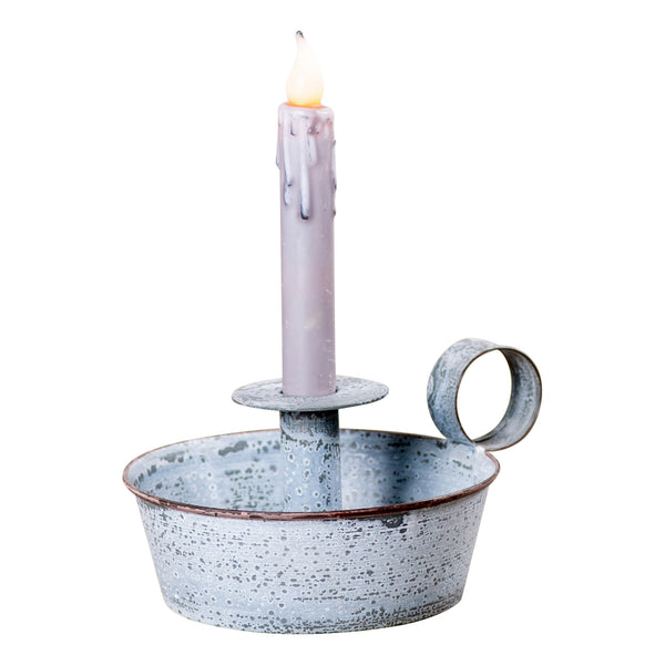 Tapered Pan Candle Holder in Weathered Zinc
