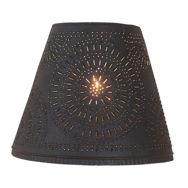 Punched Tin 14-Inch Empire Shade with Chisel Design in Textured Black