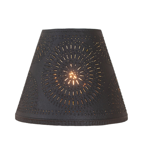 Punched Tin 12-Inch Empire Shade with Chisel Design in Textured Black