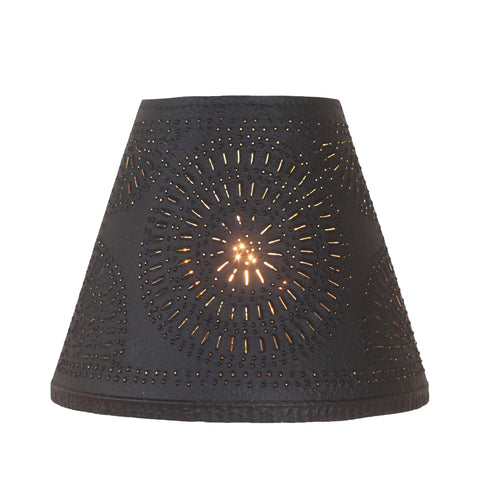 Punched Tin 12-Inch Empire Shade with Chisel Design in Textured Black