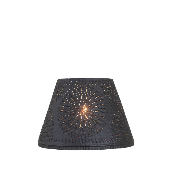 Punched Tin 10-Inch Empire Shade with Chisel Design in Textured Black