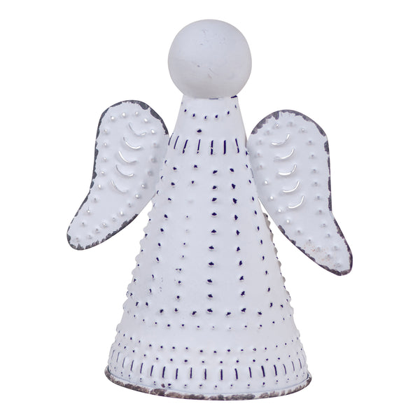 Punched Tin Angel in Rustic White - Set of 3