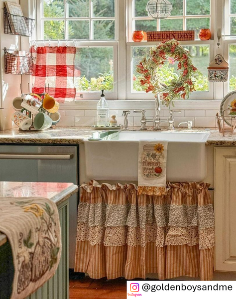 Autumn Days Farmhouse Fall Wall Sign 3x14 Burgundy & Mustard Rustic MDF Decor