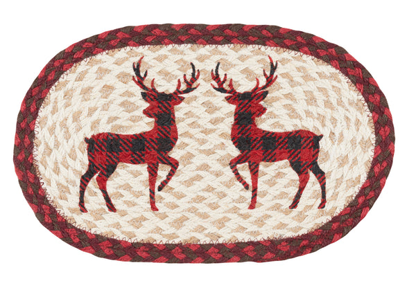 MSP-864 Red Plaid Deer Printed Oval Swatch 10"x15"