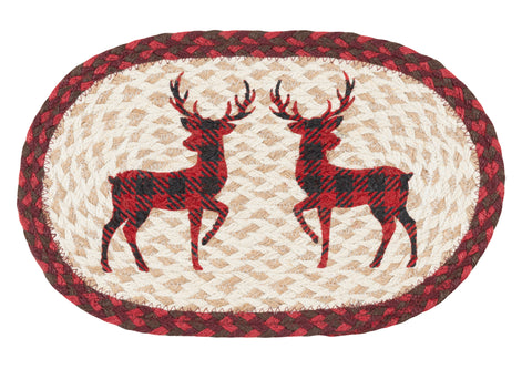 MSP-864 Red Plaid Deer Printed Oval Swatch 10"x15"