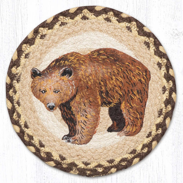 MSPR-129 Grizzly Bear Printed Round Trivet 10"x10"