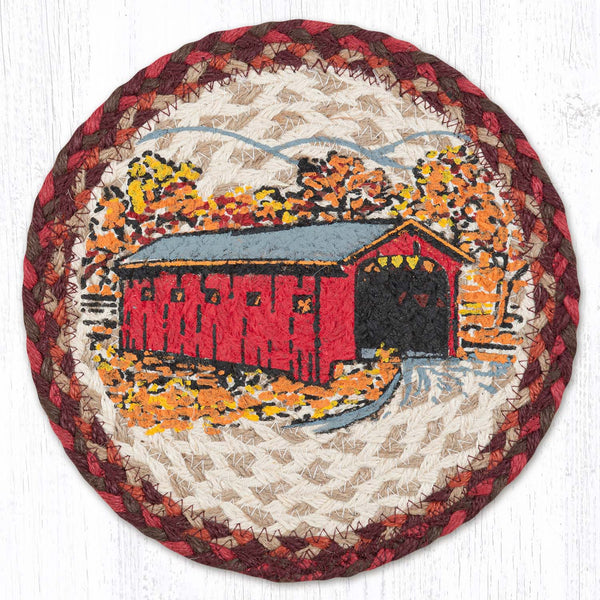 MSPR-417 Covered Bridge Printed Round Trivet 10"x10"