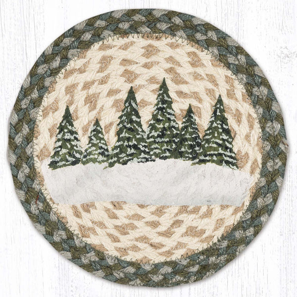 MSPR-419 Holiday Village Trees Printed Round Trivet 10"x10"