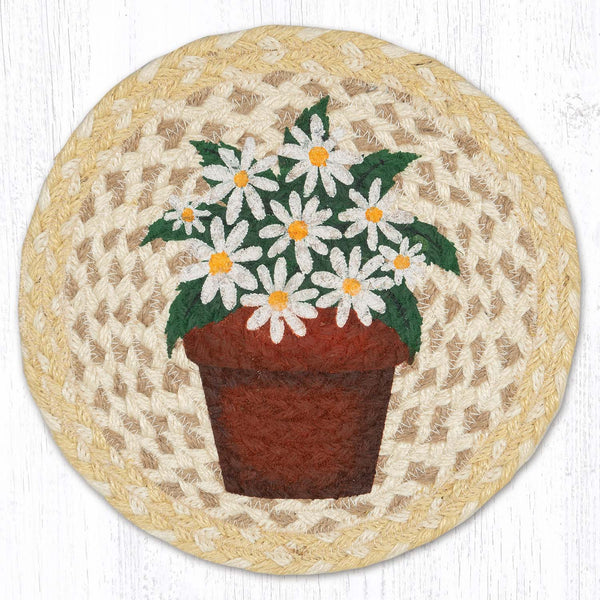 MSPR-880 Daisy Clay Pot Printed Round Trivet 10"x10"