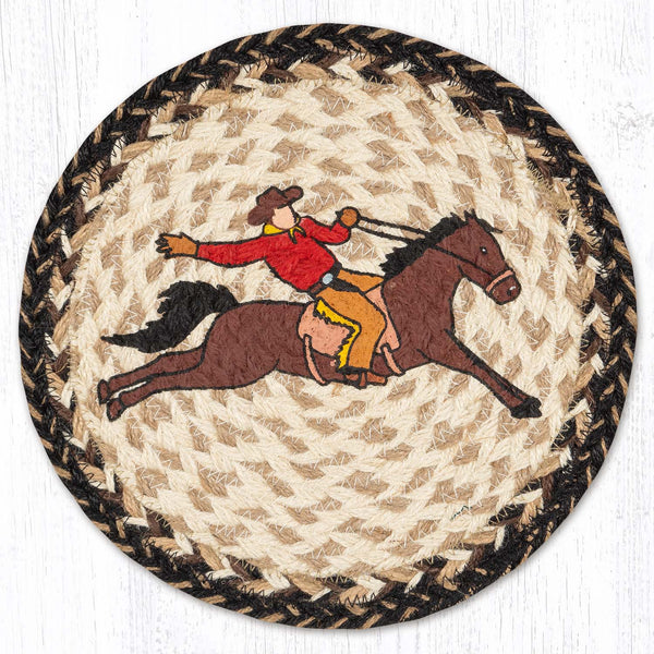 MSPR-9-93 Bucking Cowboy Printed Round Trivet 10"x10"