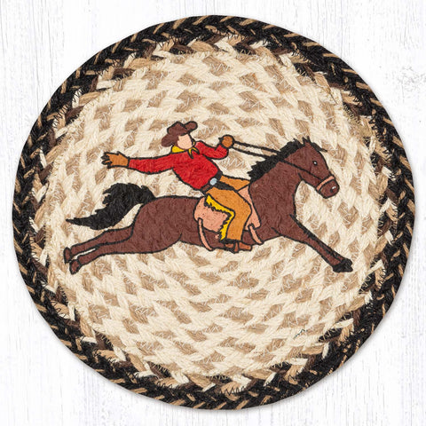 MSPR-9-93 Bucking Cowboy Printed Round Trivet 10"x10"