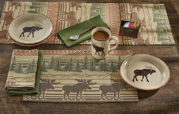 Moose Jacquard Table Runner 13X54