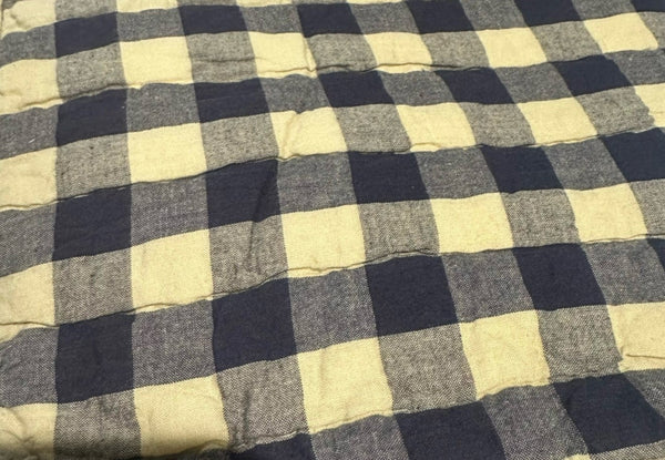 My Country Navy Natural Check Farmhouse Country Chair Pad 15.5x17 - VHC Brands