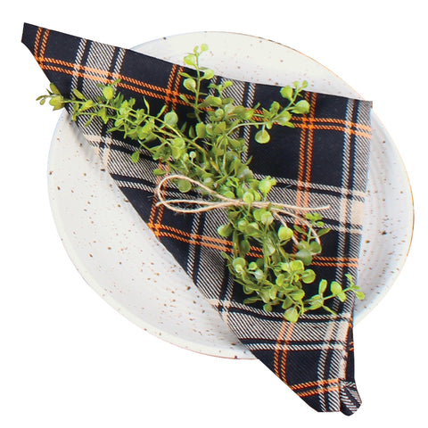 Prim Fall Plaid Blk Napkin (set of 6)