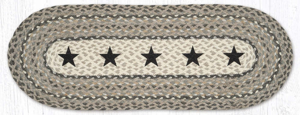OP-890 Black Stars Oval Table Runner 13"x36"
