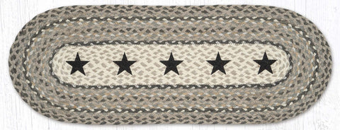 OP-890 Black Stars Oval Table Runner 13"x36"