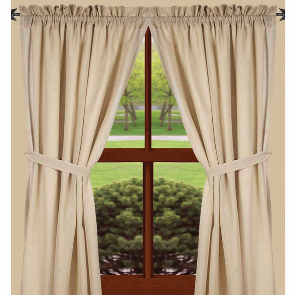 Heirloom Cream Drapery Panels 84x86 set of 2 with tiebacks, unlined farmhouse country cotton curtains