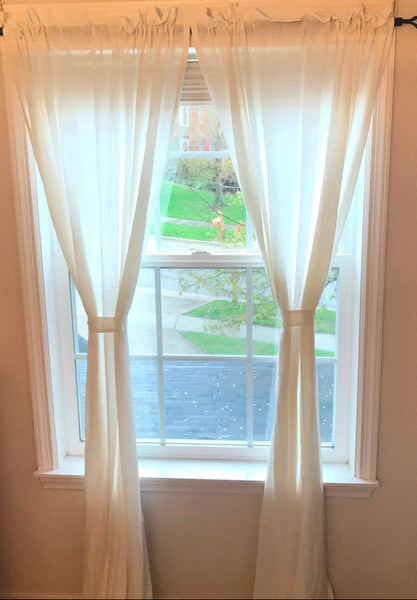 Heirloom Buttermilk Drapery Panels 84x86 set of 2 with tiebacks in rustic farmhouse cotton style