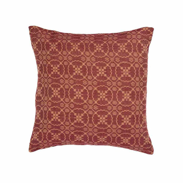 Our Marshfield Jacquard Barn Red - Tan Pillow Cover is made of cotton jacquard and is 18" x 18". Visit website for FREE s/h & discount offers. Primitive Country Farmhouse.