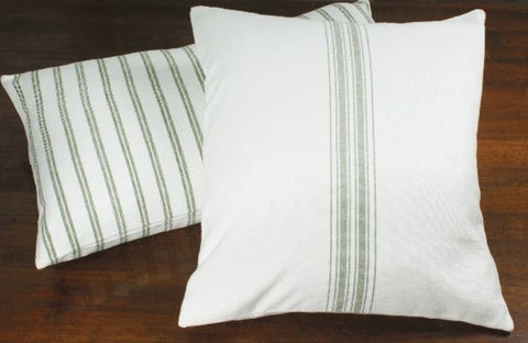 Grain Sack Stripe Sage Pillow Cover 18