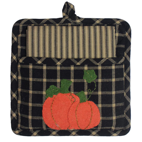 Pumpkin Patchwork Potholder Set of 2 – Farmhouse Fall Kitchen Décor
