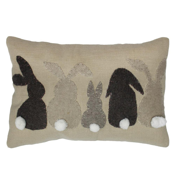 Bunnies Pillow 8x12 – Primitive Spring Cotton Appliqué Pillow
