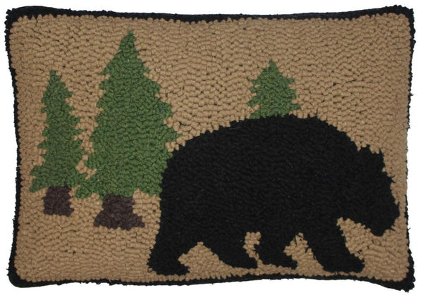 Black Bear Hooked 14x20 Pillow