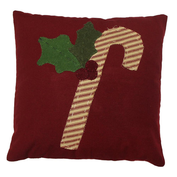 Ticking Candycane Pillow 14"