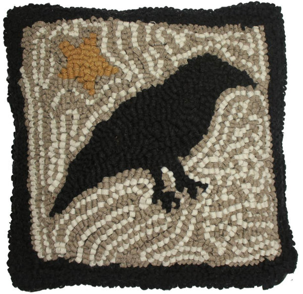 Crow Hooked Pillow