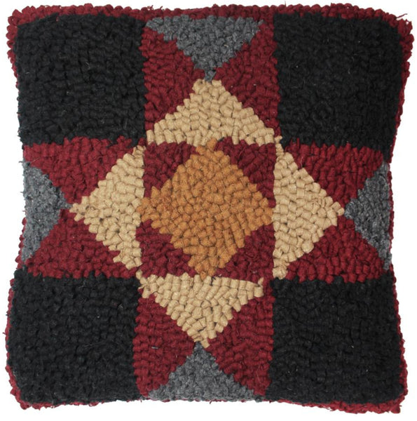 Quilt Square Wool hooked Pillow