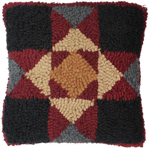 Quilt Square Wool hooked Pillow