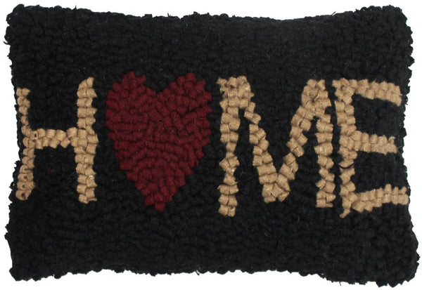 Home Hooked Pillow 8x12  Black