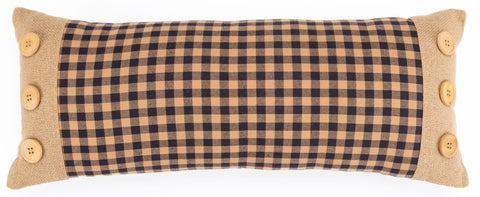 Black Check Lumbar Pillow 10Wx24L