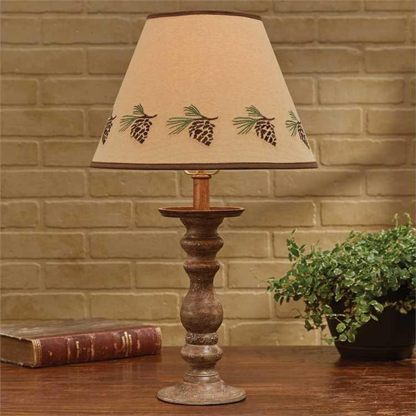 Detailed embroidered border is the feature attraction on this Pinecone Embroidered Shade!   Top-6" Dia, Bottom 10" Dia, 8.5"H Features detailed embroidered border on shade